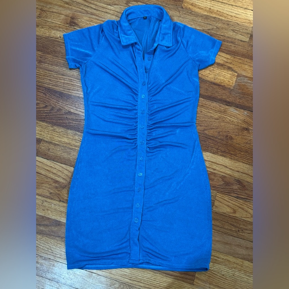 Blue Button-Up Dress